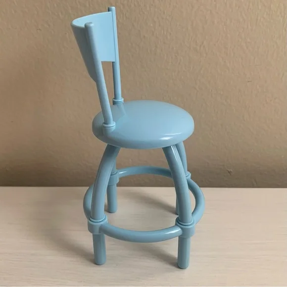 Barbie Doll Talking Townhouse Replacement Blue Kitchen Chair Stool - Picture 4 of 6